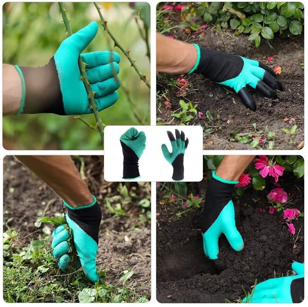 Garden Gloves with Claws 8 ABS Plastic Garden Rubber Gloves Digging Planting Durable Waterproof