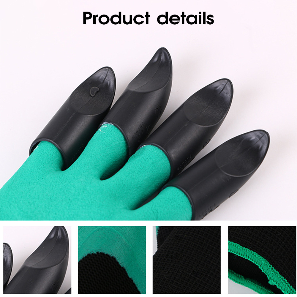 Garden Gloves with Claws 8 ABS Plastic Garden Rubber Gloves Digging Planting Durable Waterproof