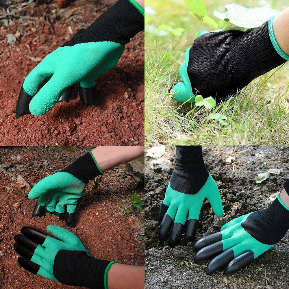 Garden Gloves with Claws 8 ABS Plastic Garden Rubber Gloves Digging Planting Durable Waterproof