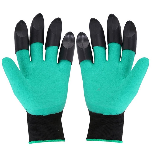 Garden Gloves with Claws 8 ABS Plastic Garden Rubber Gloves Digging Planting Durable Waterproof