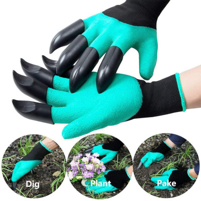 Garden Gloves with Claws 8 ABS Plastic Garden Rubber Gloves Digging Planting Durable Waterproof