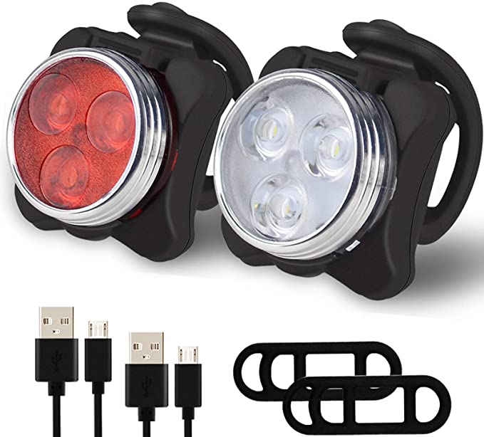 Bike Light Set, Super Bright USB Rechargeable Bicycle Lights,  Rechargeable Front Light &amp; Rear Light