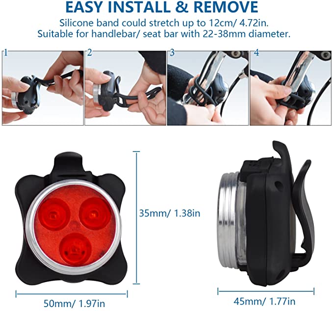Bike Light Set, Super Bright USB Rechargeable Bicycle Lights,  Rechargeable Front Light &amp; Rear Light