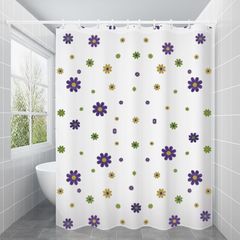 1PC Waterproof Shower Curtain Set with  Hooks Small Circle Bathroom Curtains Polyester Fabric Bath Mildew Proof for Home Decor Style 1 1.8M(L) x 2M(H)