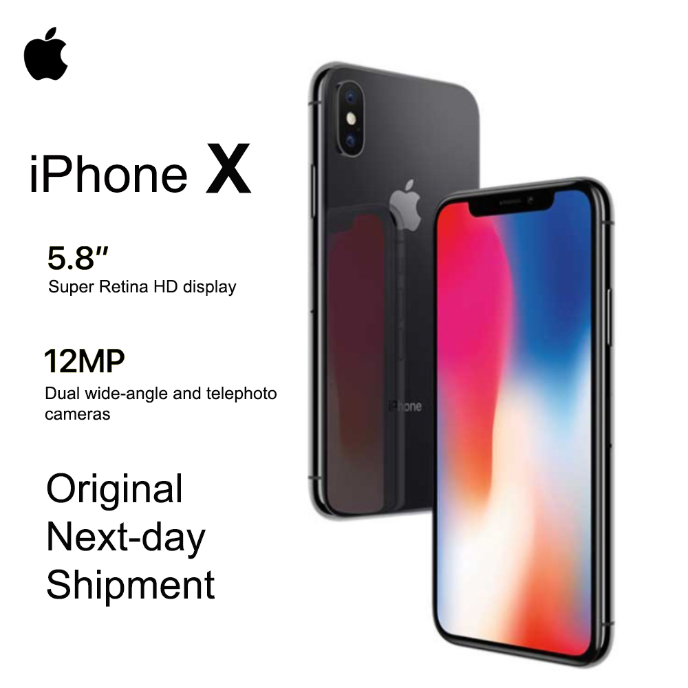 Refurbished Original 99%New Apple iPhone X 256GB/64GB+3GB+Face ID 5.8-inch 2716 mAh Battery Smartphone iPhone x Hexa Core iOS A11 Dual 12MP+7MP camera Unlocked 2436x1125-pixel resolution