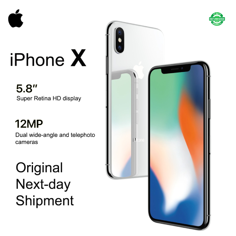 Refurbished Original 99%New Apple iPhone X 256GB/64GB+3GB+Face ID 5.8-inch 2716 mAh Battery Smartphone iPhone x Hexa Core iOS A11 Dual 12MP+7MP camera Unlocked 2436x1125-pixel resolution