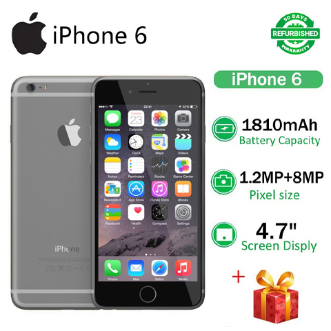 Refurbished 99%New Apple iPhone 6 64GB/32GB/16GB+1GB 4.7-inch 1810mAh Battery without Fingerprint 8MP+1.2MP Camera unlocked smart phone iPhone6  A8 chip smartphone