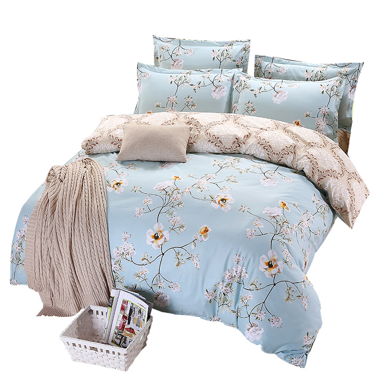 Tradebrite 4Pcs Bedding Set (1 Duvet cover+1 Bed sheet+2 Pillow covers) Paris Flowers Vintage Art