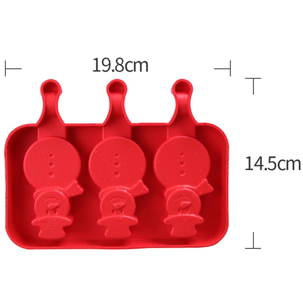 Ice Cream Mold Silicone Home-made Cartoon Creative Ice Cream Mold Set with 50 Sticks, Red