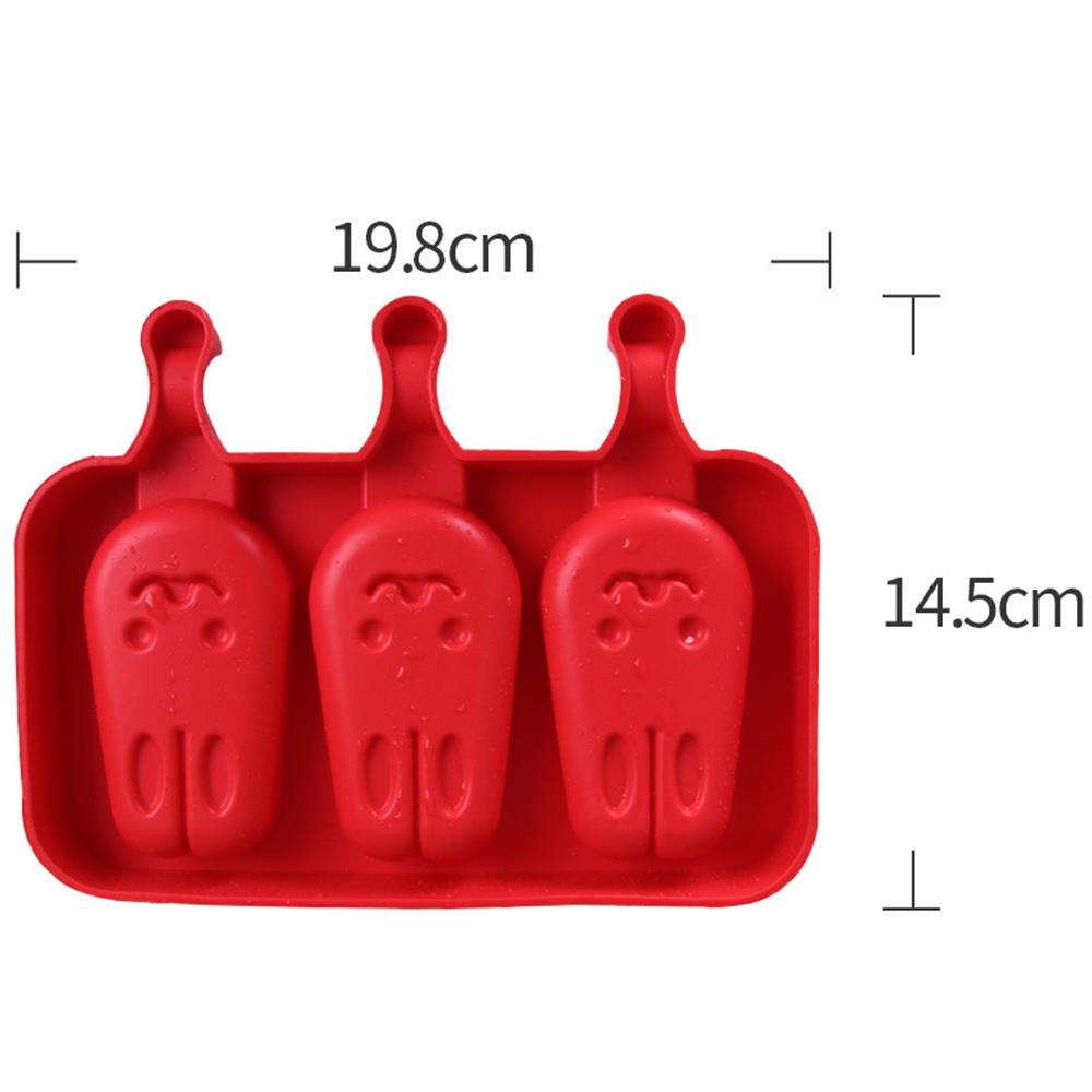 Ice Cream Mold Silicone Home-made Cartoon Creative Ice Cream Mold Set with 50 Sticks, Red