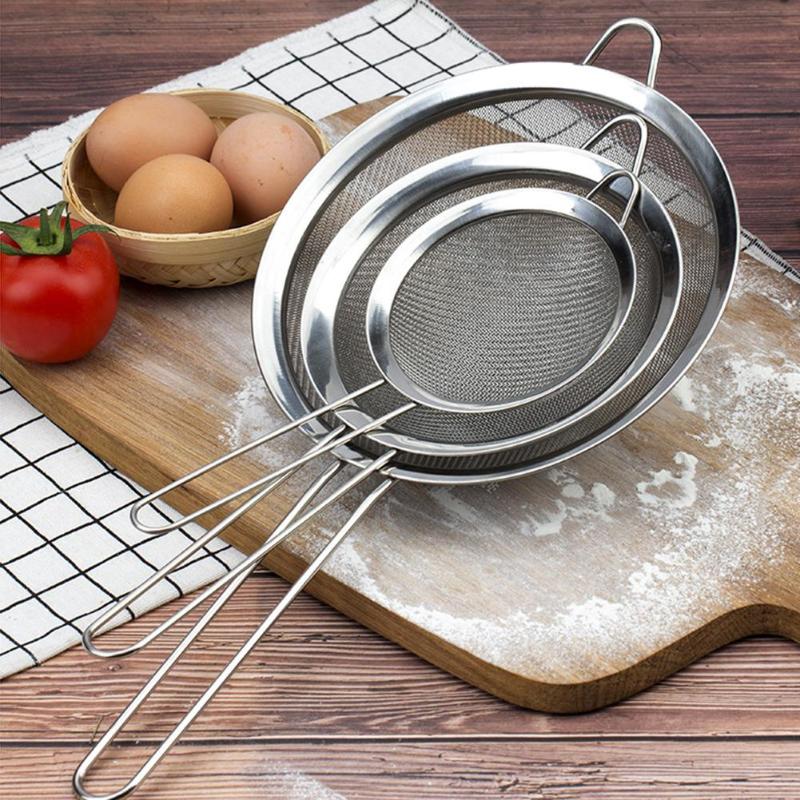 Stainless Steel Flour Sieve Wire Fine Mesh Oil Strainer Flour Sifter Sieve DIY Kitchen Tools