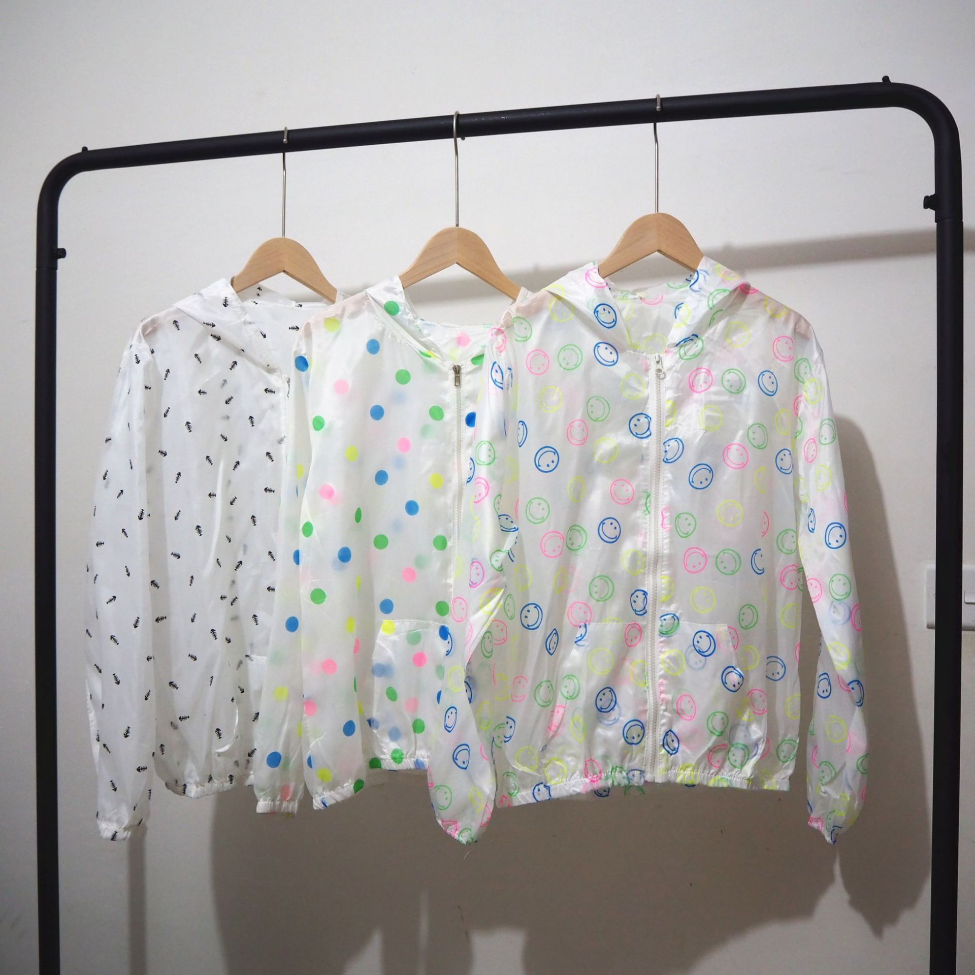 Smiling Face Sunscreen Women's Summer Ultra-thin Short Student Coat Quick-drying Outdoor Jacket