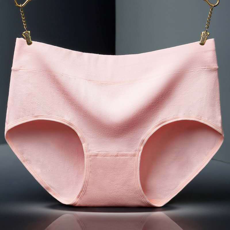 4 Pure Cotton Mid-waisted Young Ladies Underwear Solid Color Breathable Hip Underwear