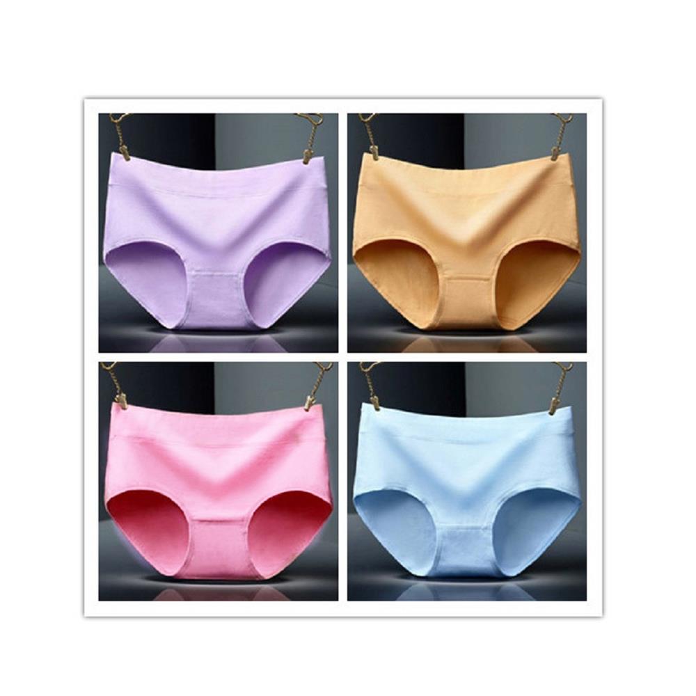 4 Pure Cotton Mid-waisted Young Ladies Underwear Solid Color Breathable Hip Underwear