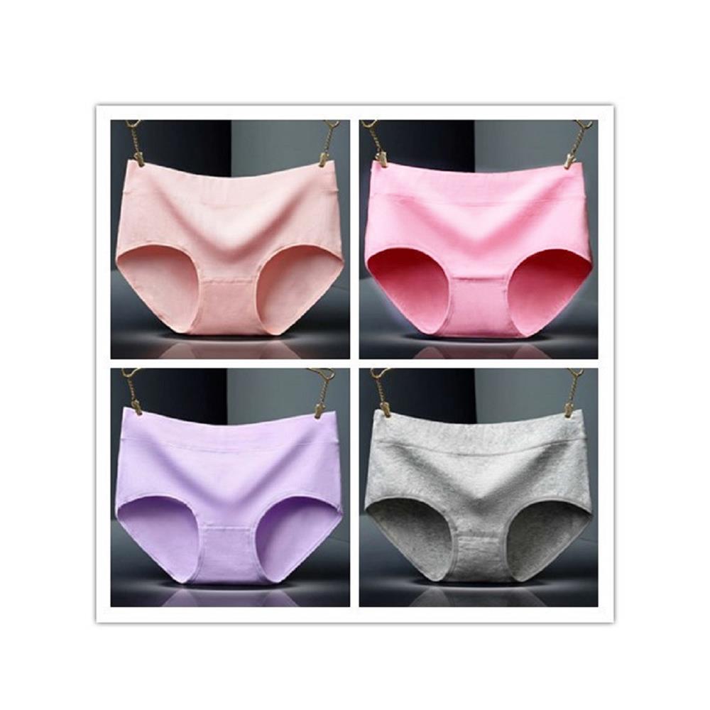 4 Pure Cotton Mid-waisted Young Ladies Underwear Solid Color Breathable Hip Underwear