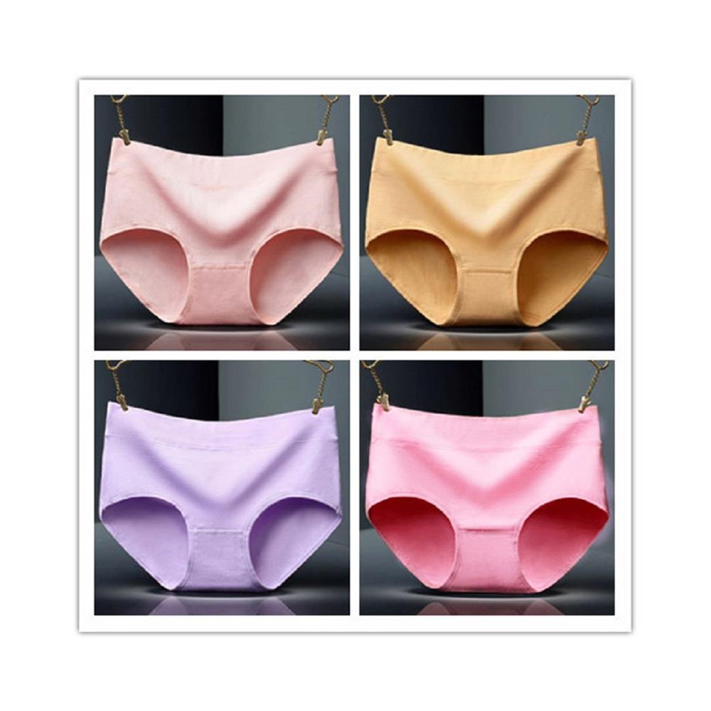 4 Pure Cotton Mid-waisted Young Ladies Underwear Solid Color Breathable Hip Underwear