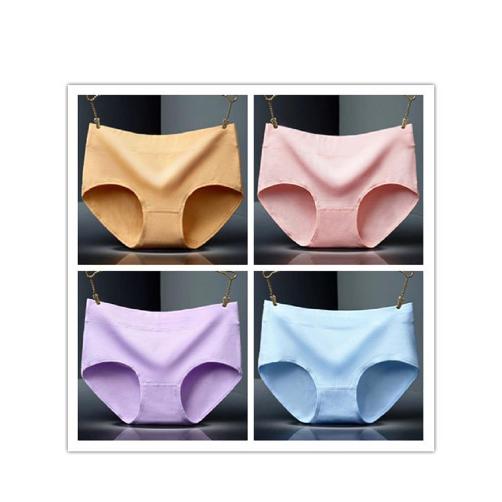 4 Pure Cotton Mid-waisted Young Ladies Underwear Solid Color Breathable Hip Underwear