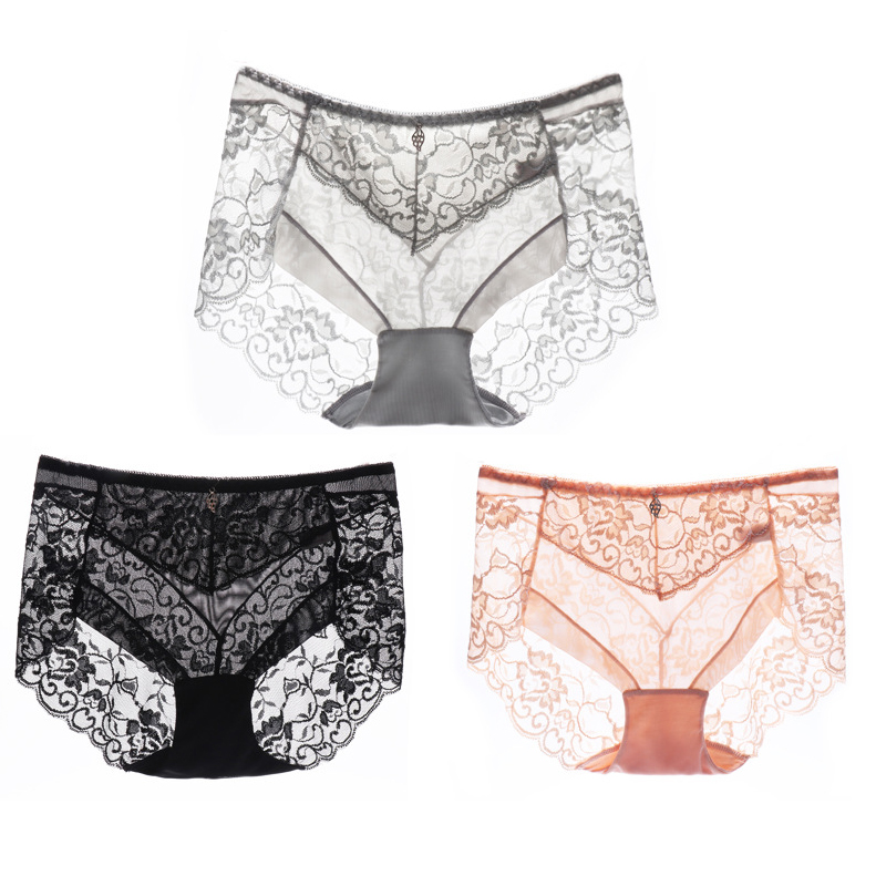 3pieces/set Sexy Lace Panties Women Cozy Lingerie Tempting Briefs Underpant Low Waist Underwear
