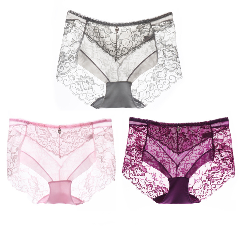 3pieces/set Sexy Lace Panties Women Cozy Lingerie Tempting Briefs Underpant Low Waist Underwear