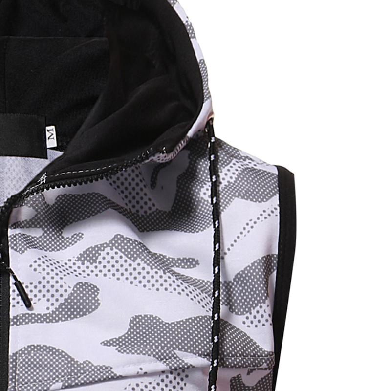 Camo Printed Men&apos;s Zipper Casual Slim Sleeveless Hooded Vests Men&apos;s Clothes Cardigans Hoodies