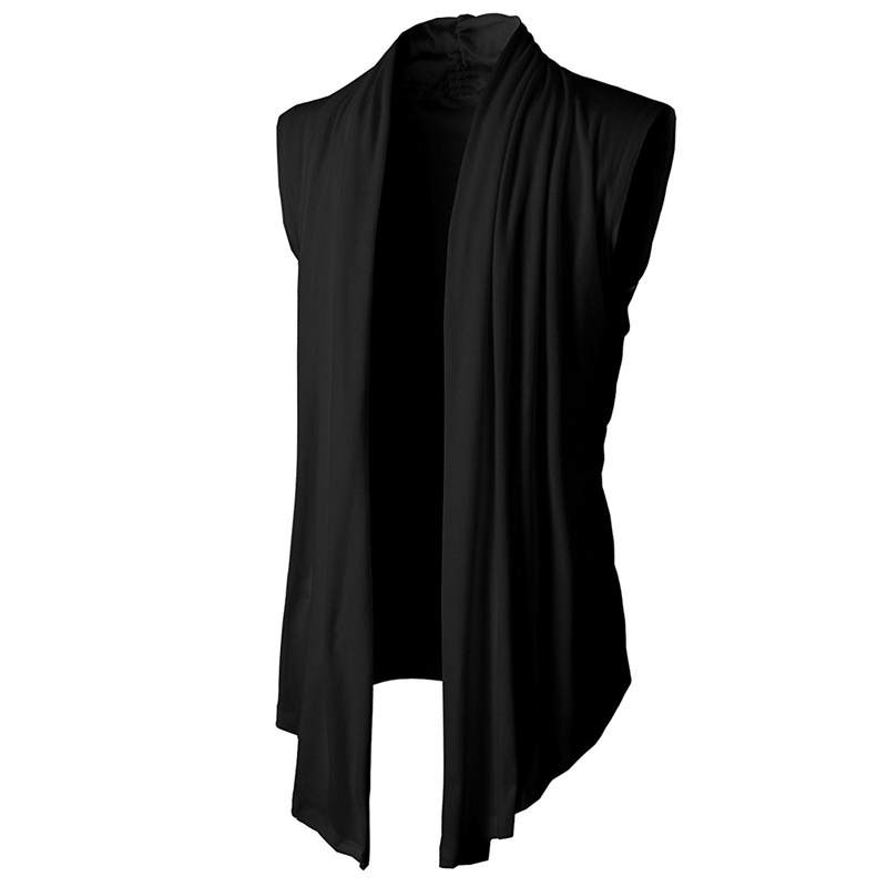 Men Knitted Sweater Vest Pure Color Fashion Knitwear Sleeveless Handkerchief Men's Knitted Cardigan