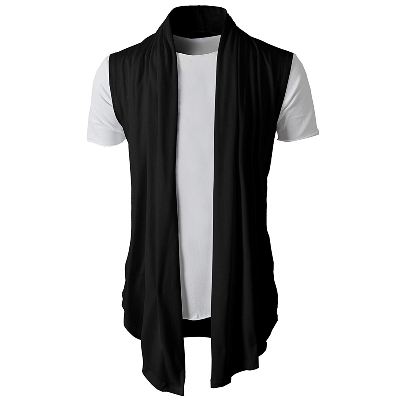 Men Knitted Sweater Vest Pure Color Fashion Knitwear Sleeveless Handkerchief Men's Knitted Cardigan