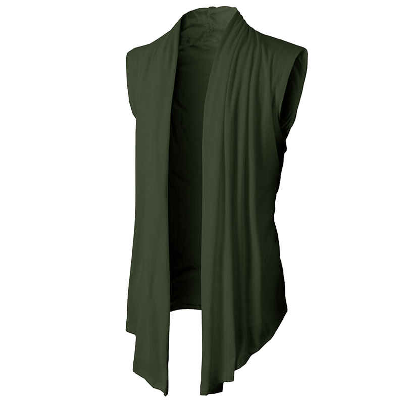 Men Knitted Sweater Vest Pure Color Fashion Knitwear Sleeveless Handkerchief Men's Knitted Cardigan