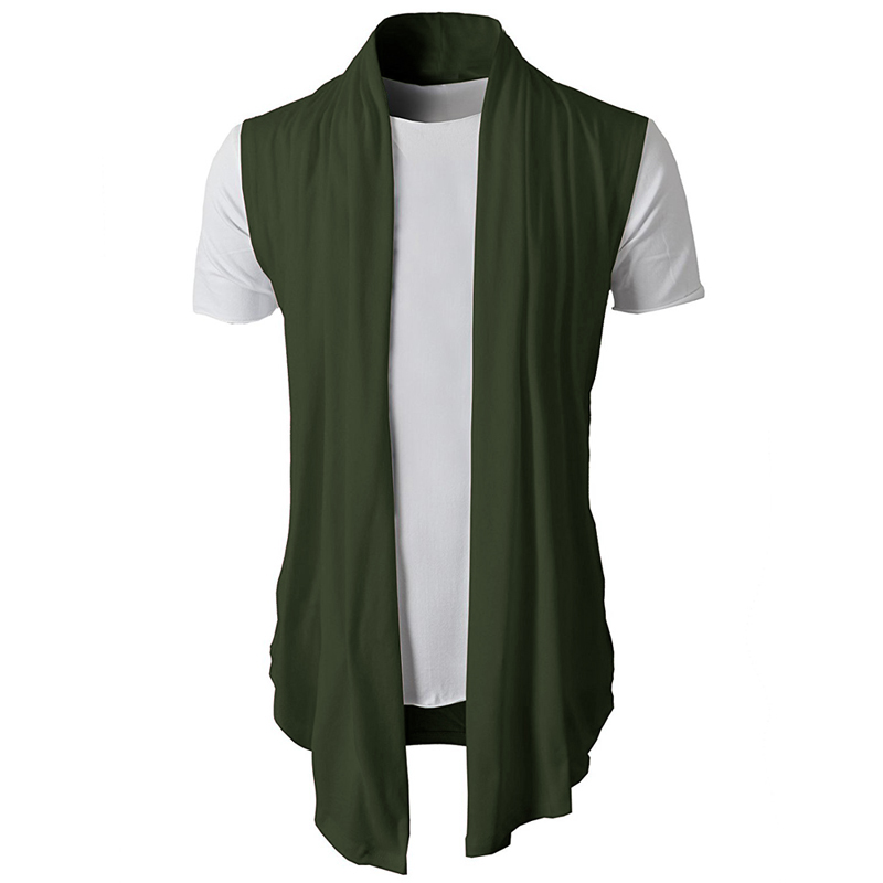 Men Knitted Sweater Vest Pure Color Fashion Knitwear Sleeveless Handkerchief Men's Knitted Cardigan