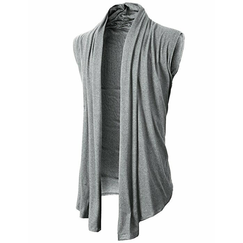 Men Knitted Sweater Vest Pure Color Fashion Knitwear Sleeveless Handkerchief Men's Knitted Cardigan