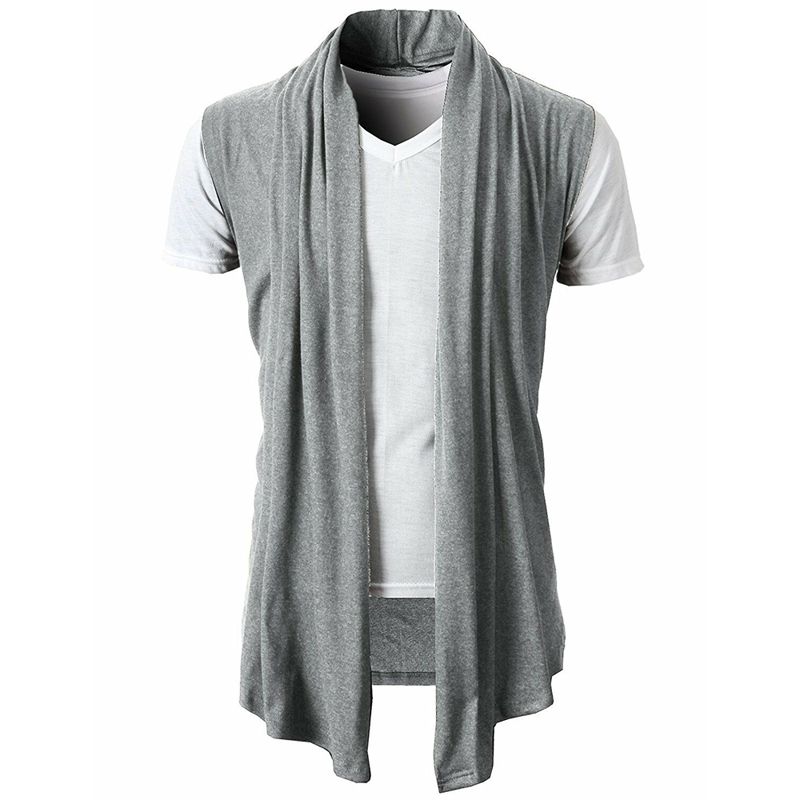 Men Knitted Sweater Vest Pure Color Fashion Knitwear Sleeveless Handkerchief Men's Knitted Cardigan