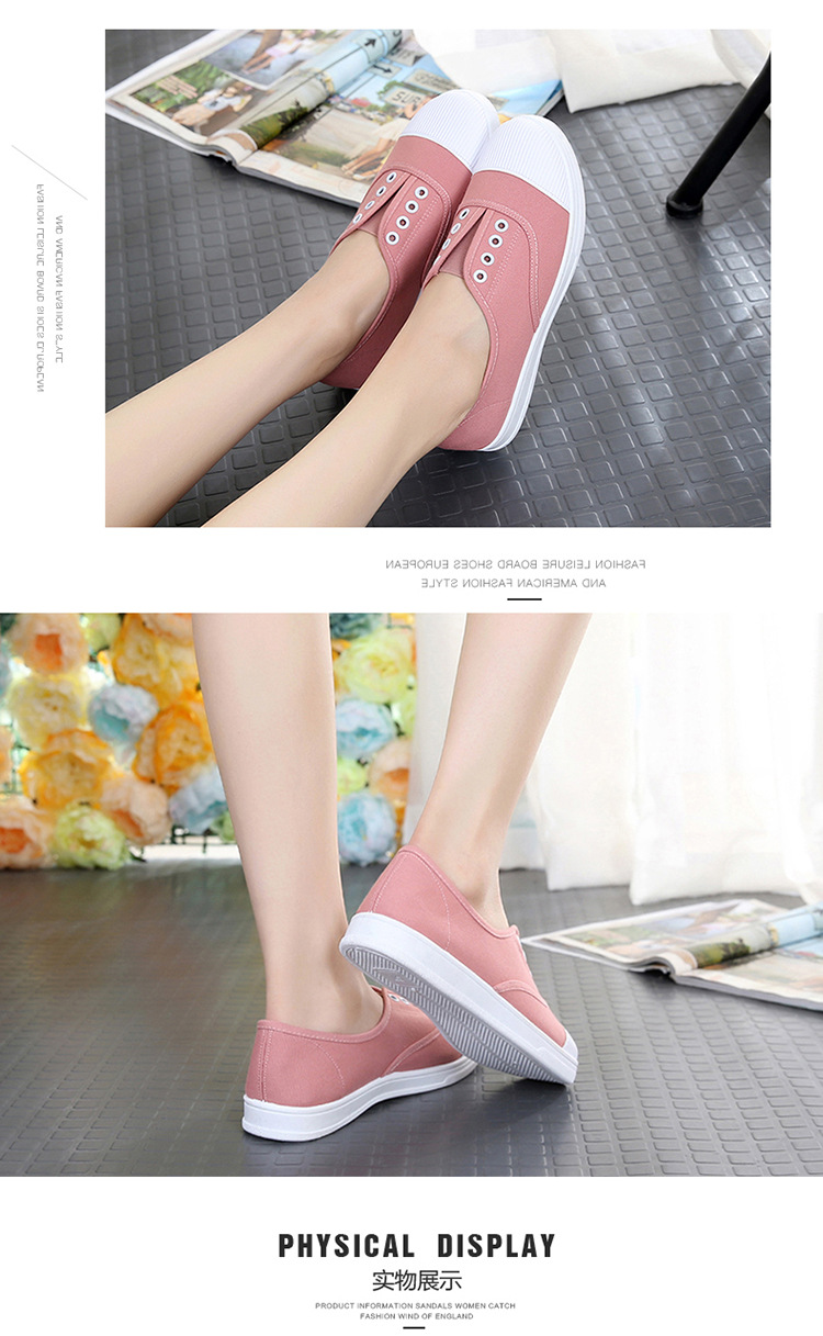 New Canvas Shoes Student Flat Bottom Casual Women's Shoes Slip on Lazy Shoes Small White Shoes