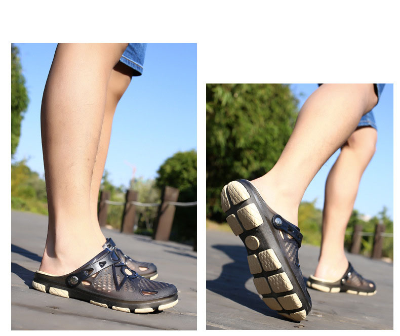 Sandals and Slippers Non-Slip Wear-Resistant Large Size Hole Shoes Men&apos;s Summer New Jelly Hollow.