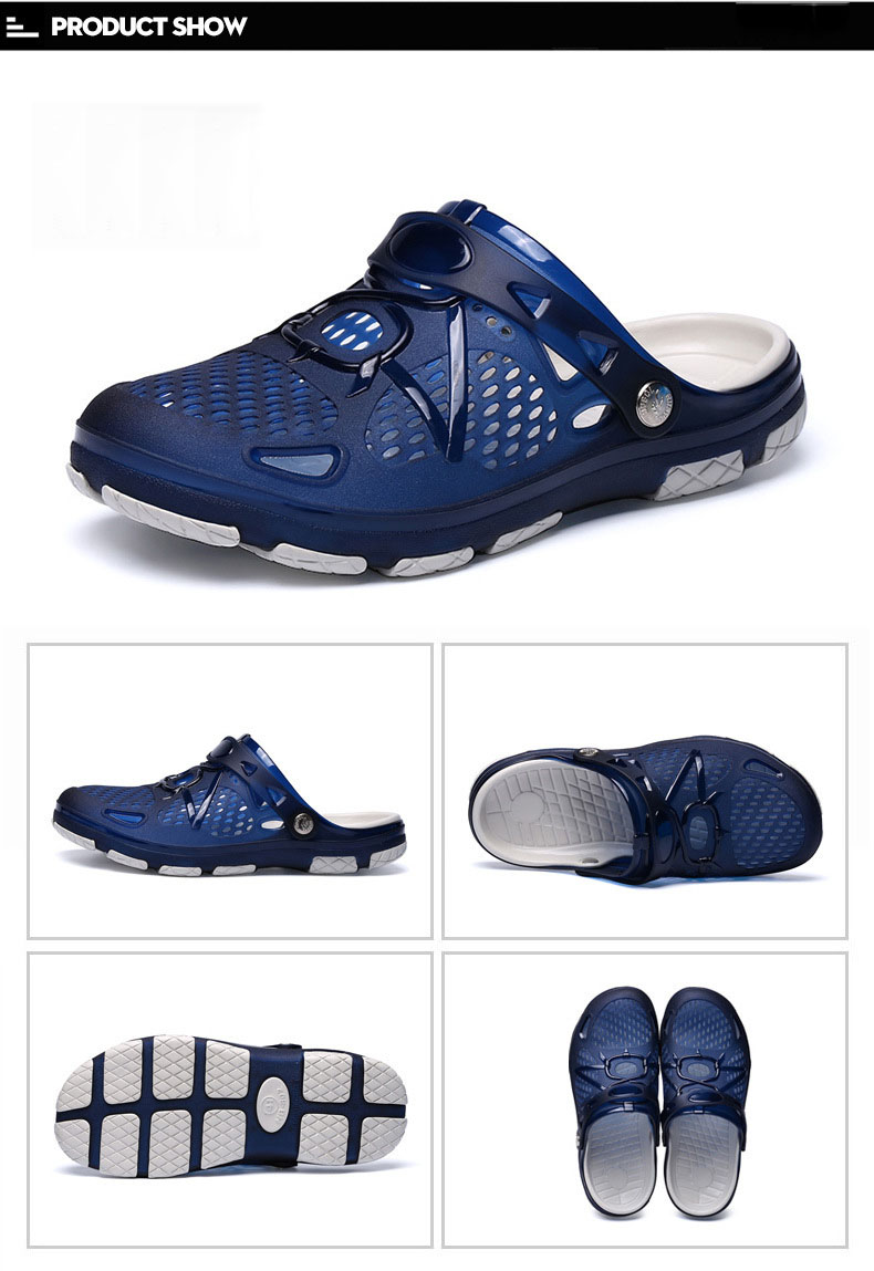Sandals and Slippers Non-Slip Wear-Resistant Large Size Hole Shoes Men&apos;s Summer New Jelly Hollow.