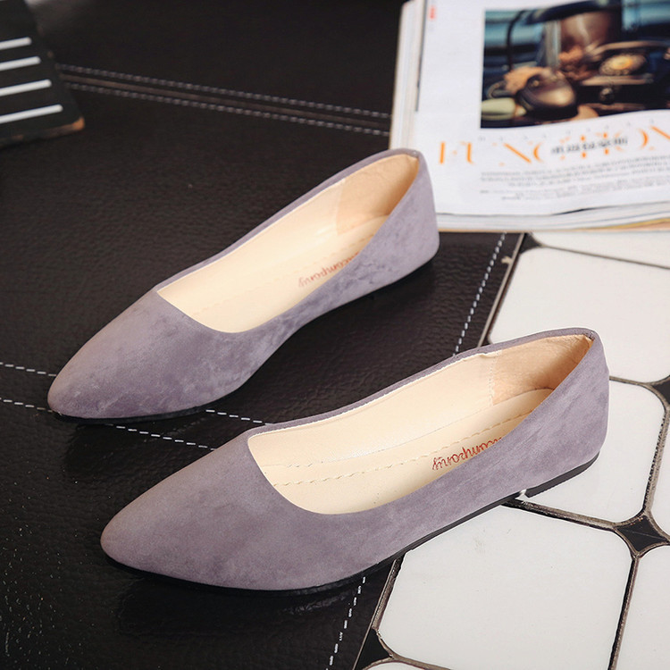 Flat Shoes for Four Seasons Lazy Bean Single Shoes Female Pointed Shallow Work Mom Shoes
