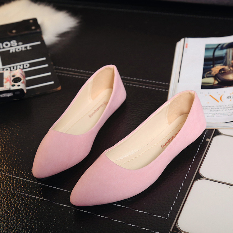 Flat Shoes for Four Seasons Lazy Bean Single Shoes Female Pointed Shallow Work Mom Shoes
