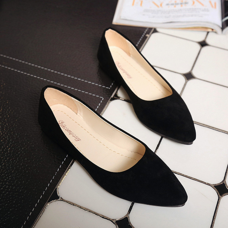 Flat Shoes for Four Seasons Lazy Bean Single Shoes Female Pointed Shallow Work Mom Shoes