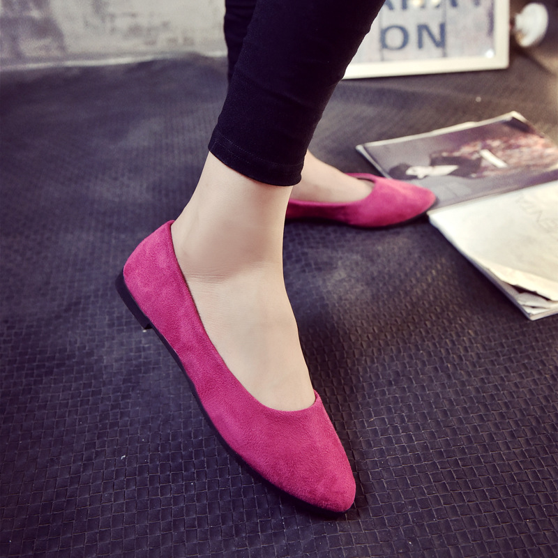 Flat Shoes for Four Seasons Lazy Bean Single Shoes Female Pointed Shallow Work Mom Shoes