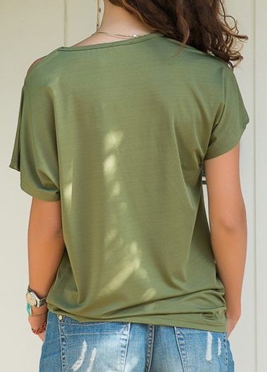 Casual T-shirt Shoulder Cross Irregular Short-sleeved Personality and Fashionable Women's Wear