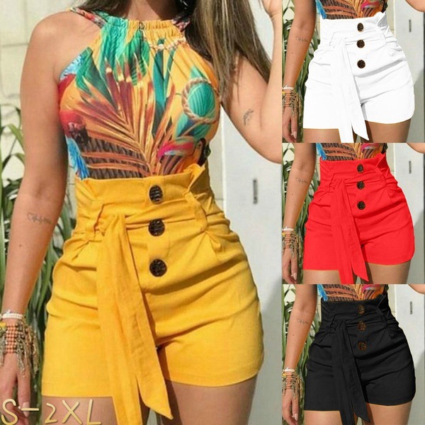 Hot Women's Shorts Trim Sexy High Waist Belt Beach Shorts
