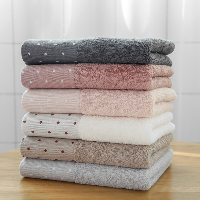4PC Face Towels Soft CottonHigh Quality Extreme Comfort Square Solid Color Dot Child Towel