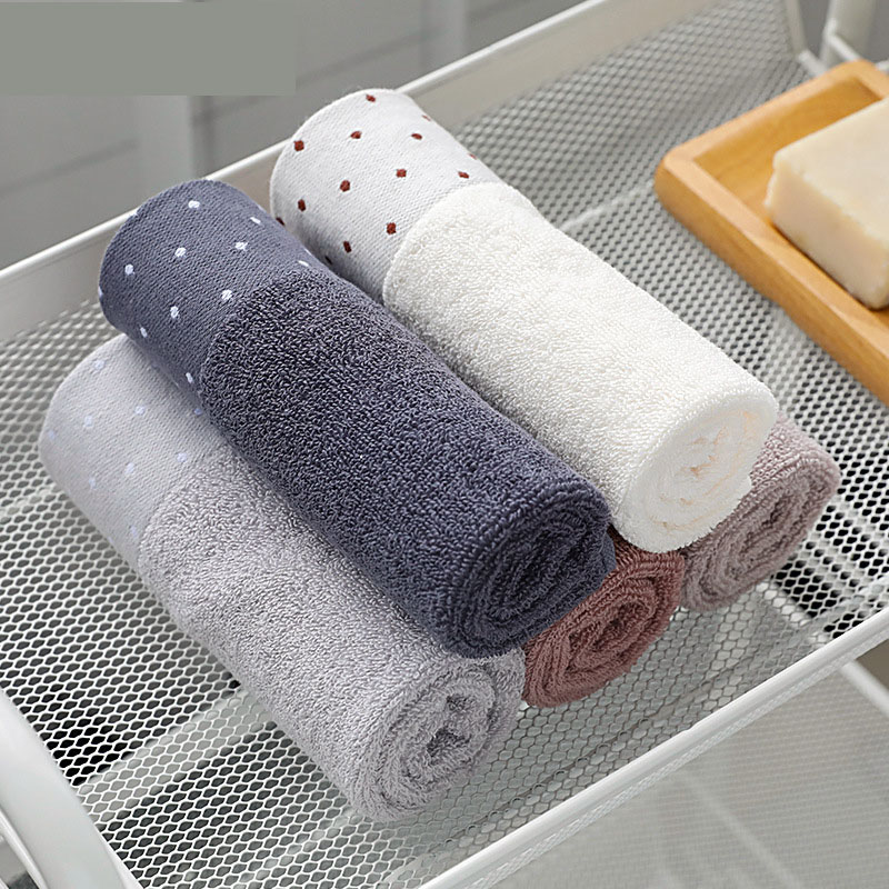 4PC Face Towels Soft CottonHigh Quality Extreme Comfort Square Solid Color Dot Child Towel