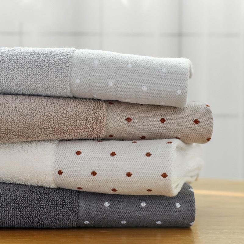 4PC Face Towels Soft CottonHigh Quality Extreme Comfort Square Solid Color Dot Child Towel