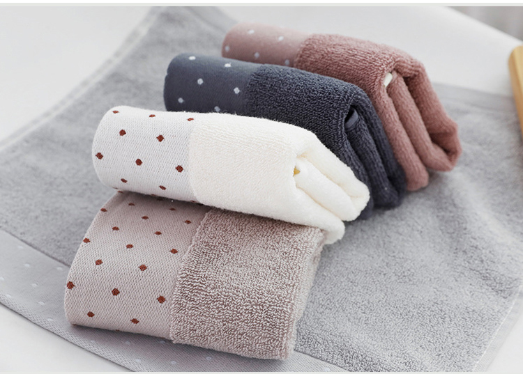 4PC Face Towels Soft CottonHigh Quality Extreme Comfort Square Solid Color Dot Child Towel