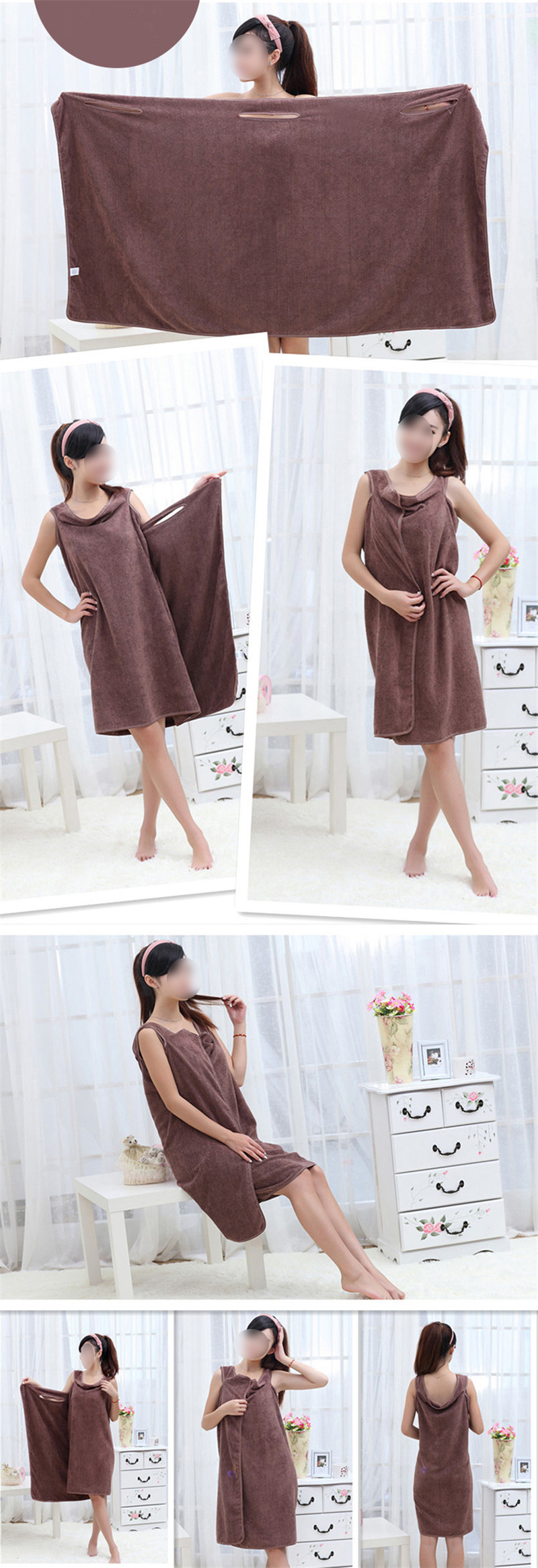 Bathroom Women Microfiber Bath Towels for Adults Wearable Beach Towel Bath Wrap Towel Bath Gown