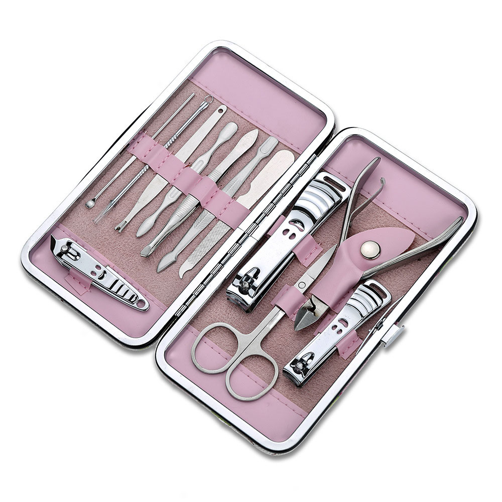 12 Pieces Manicure Tool Smiley Nail Clipper Nail Clipper Manicure Set Red Rose Flower Set Box