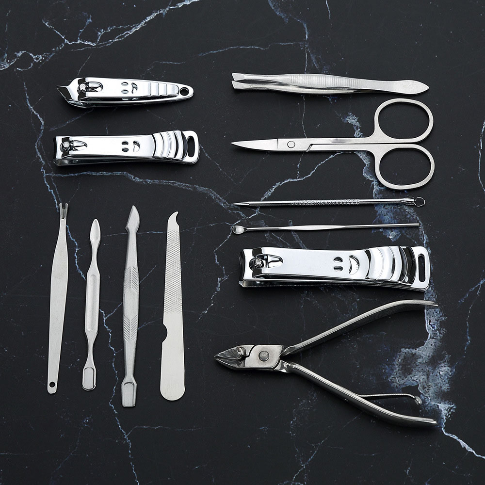 12 Pieces Manicure Tool Smiley Nail Clipper Nail Clipper Manicure Set Red Rose Flower Set Box