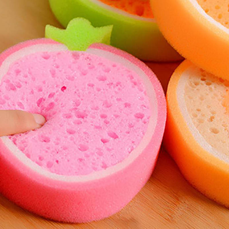 4pcs Washing Dish Towel Fruit Shape Rags Thicken Scouring Pad Sponge Cloth Scouring