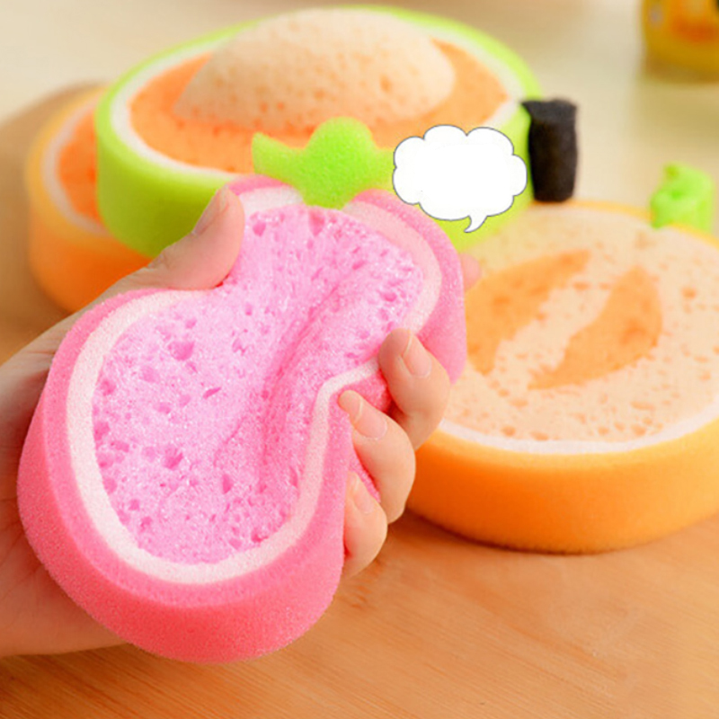 4pcs Washing Dish Towel Fruit Shape Rags Thicken Scouring Pad Sponge Cloth Scouring