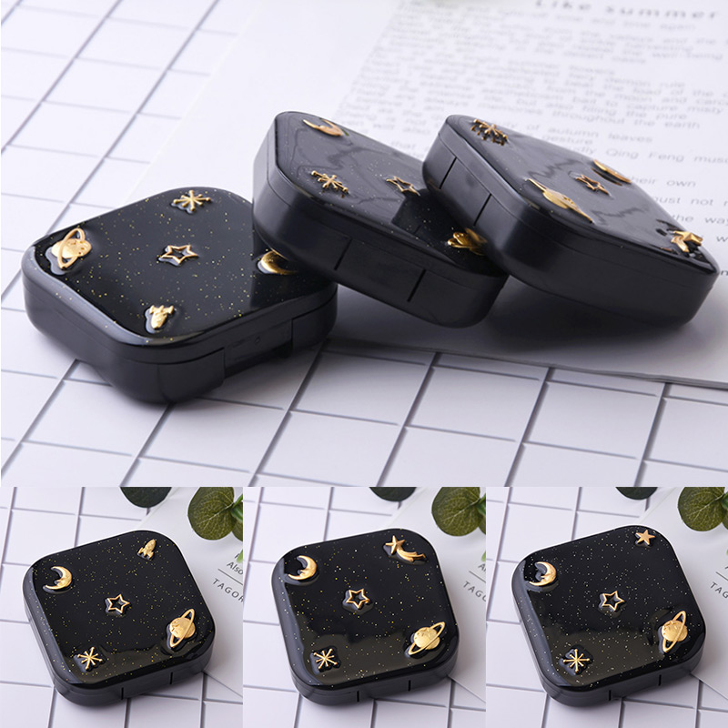 Travel Supplies Portable Black Starry Contact Lens Storage Boxes Eye Care Kit Invisibility Glasses