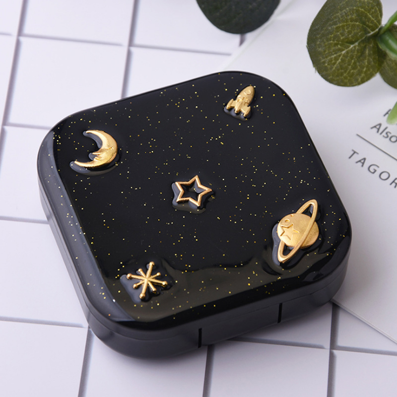 Travel Supplies Portable Black Starry Contact Lens Storage Boxes Eye Care Kit Invisibility Glasses